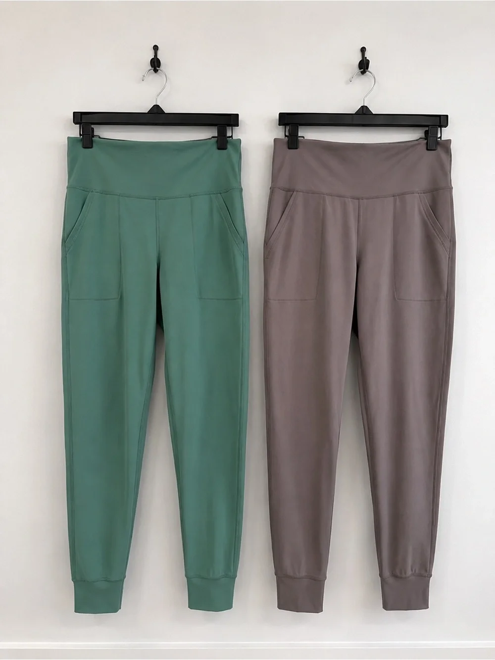 Old Navy High-Waist Joggers in Sage Green and Taupe